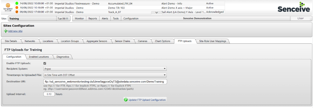 Senceive FTP Uploads configuration: Destination URI with credentials in the URL