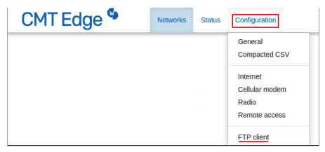 CMT Edge: open Configuration, then FTP client