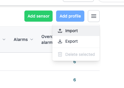 Import and Export menu